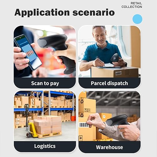 Miniatura 6 de Escáner de Código de Barras Inalámbrico 1D QR Escáner Inalámbrico Portátil Lector de Código de Barras Láser 3-en-1 con Bluetooth y 2.4G Inalámbrico