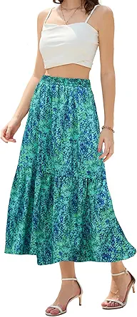 Maxi Skirts for Women with Pockets Long Midi Length Casual Skirt for Holiday