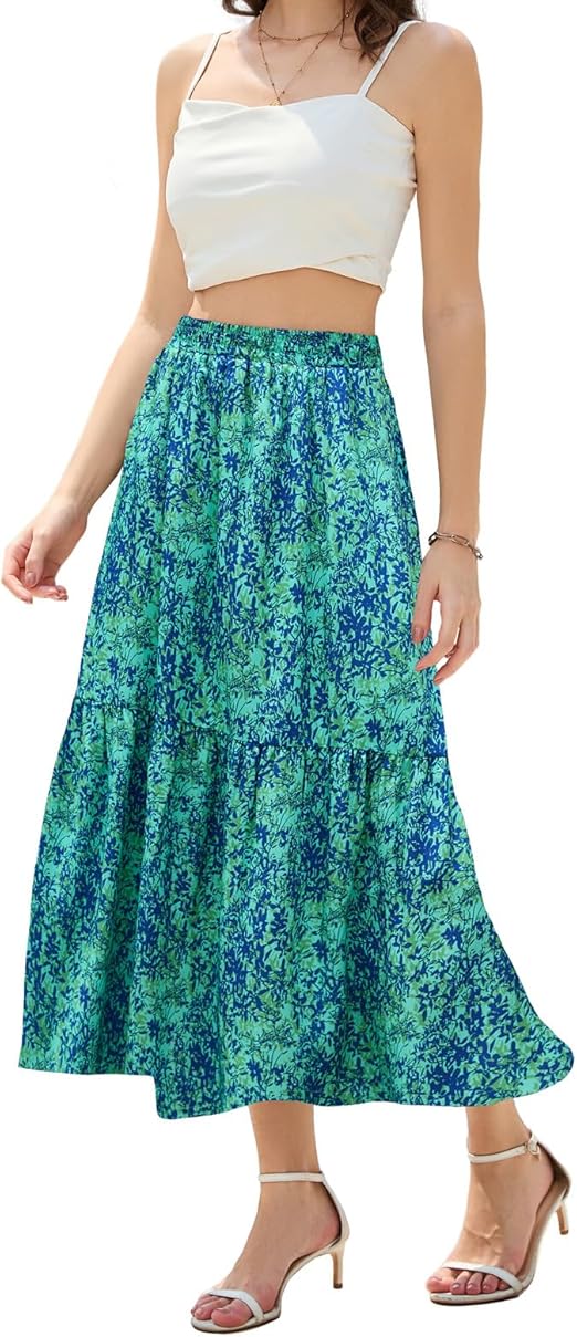 Maxi Skirts for Women with Pockets Long Midi Length Casual Skirt for Holiday