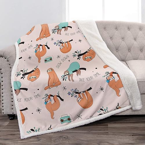 Jekeno Manta de sherpa de perezoso suave para sofá, silla, cama, oficina, viajes, campamento, 50 x 60 pulgadas