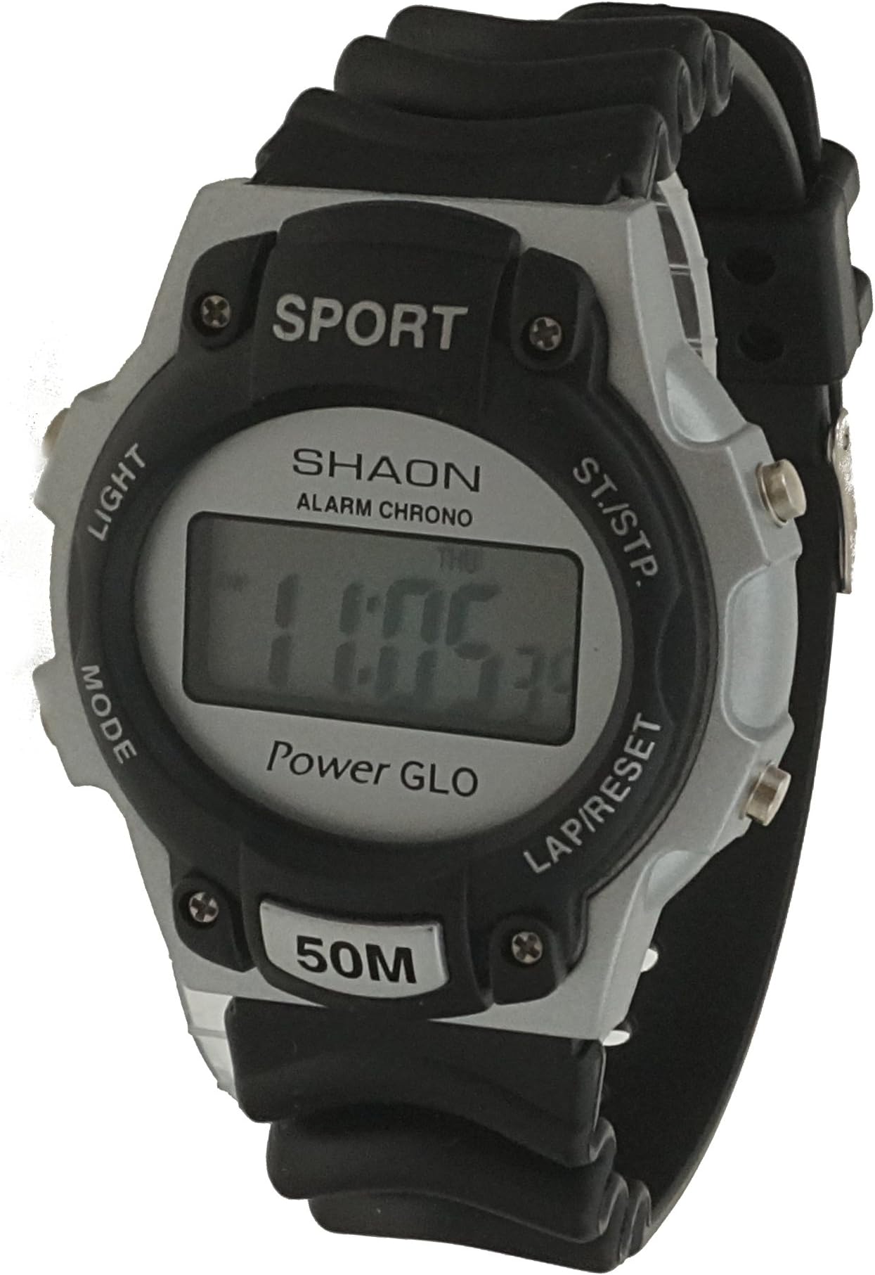 SHAON Mens Digital Quartz Watch with Rubber Strap 39-6019-44