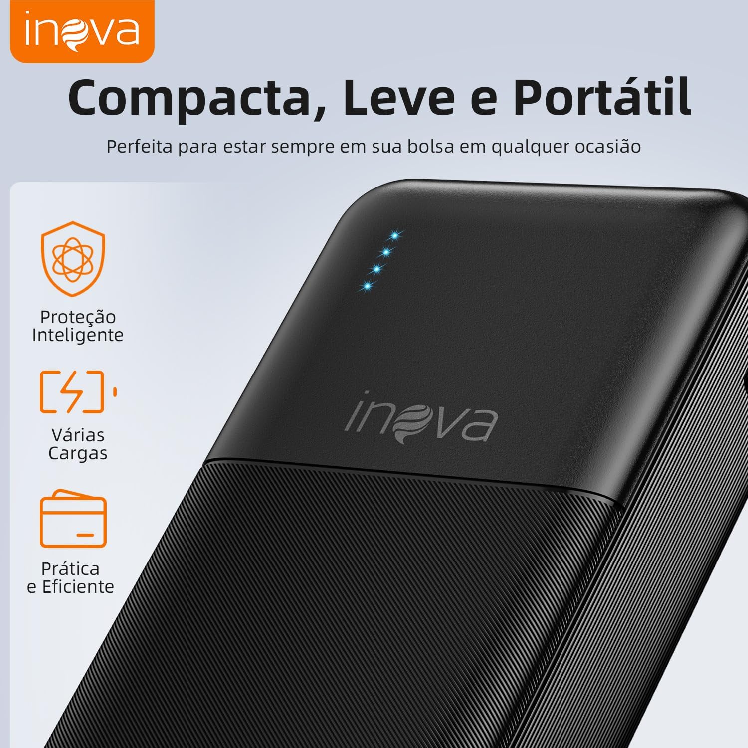 Carregador Portátil Power Bank 20000mAh, Bateria Portatil com Carregamento Rápido, Led Indicador de Bateria, USB-A (até 15W) + USB-C (até 20W) para Dispositivos iOS e Android/USB/Type-C (Preto)