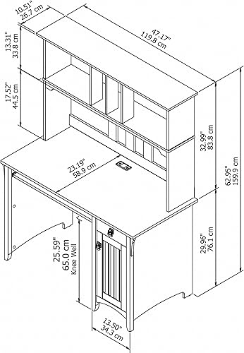 Miniatura 3 de Bush Furniture Salinas - Escritorio para computadora con gabinete  Mesa de estudio con cajones, armarios y bandeja extraíble para tecladoportátil