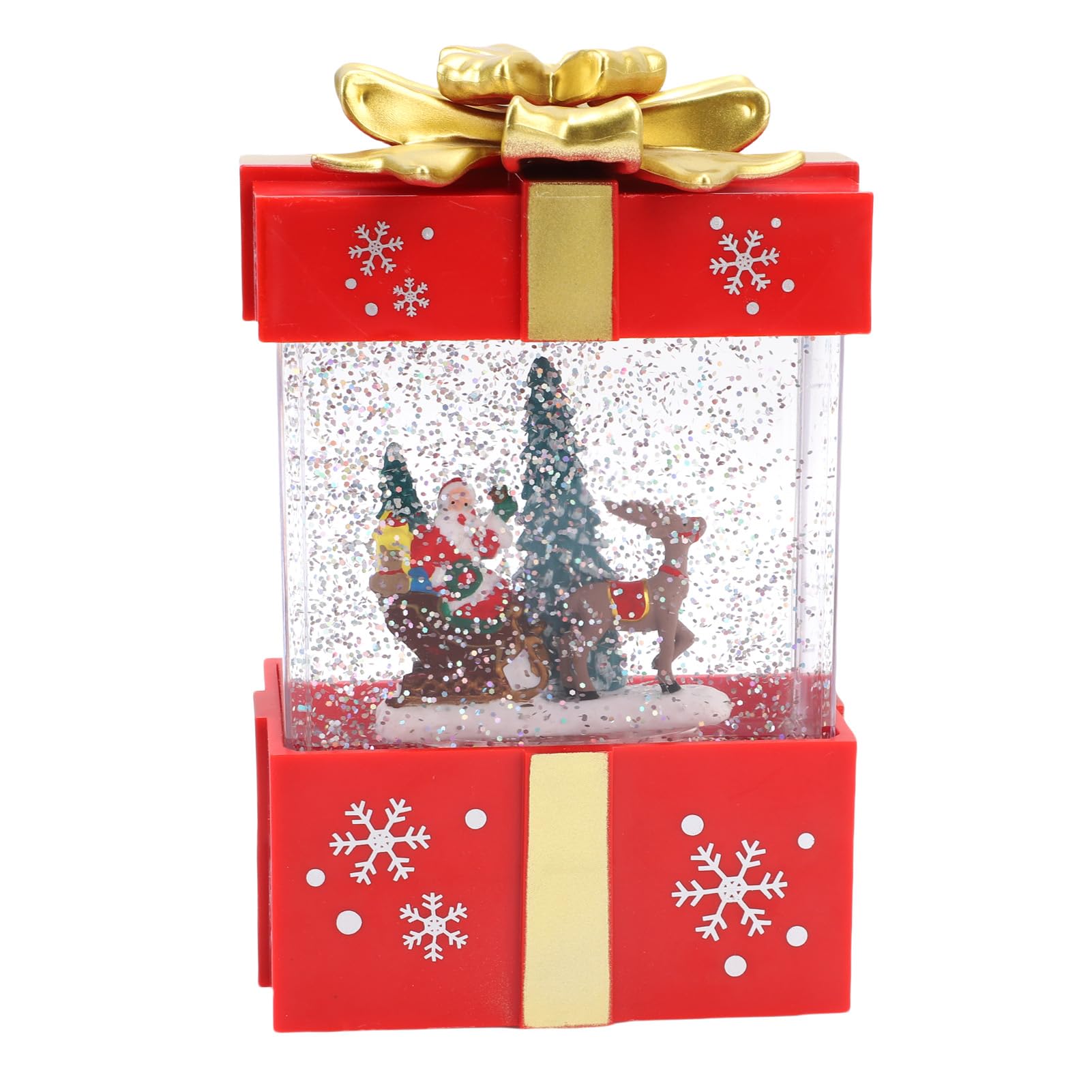 Caja de Música Navideña Brillante, Alimentada por USB, 12 Cm (Roja)