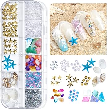 3D Nail Decoration Set - Ocean Summer Style Nail Charms with Starfish & Shells 12G-625