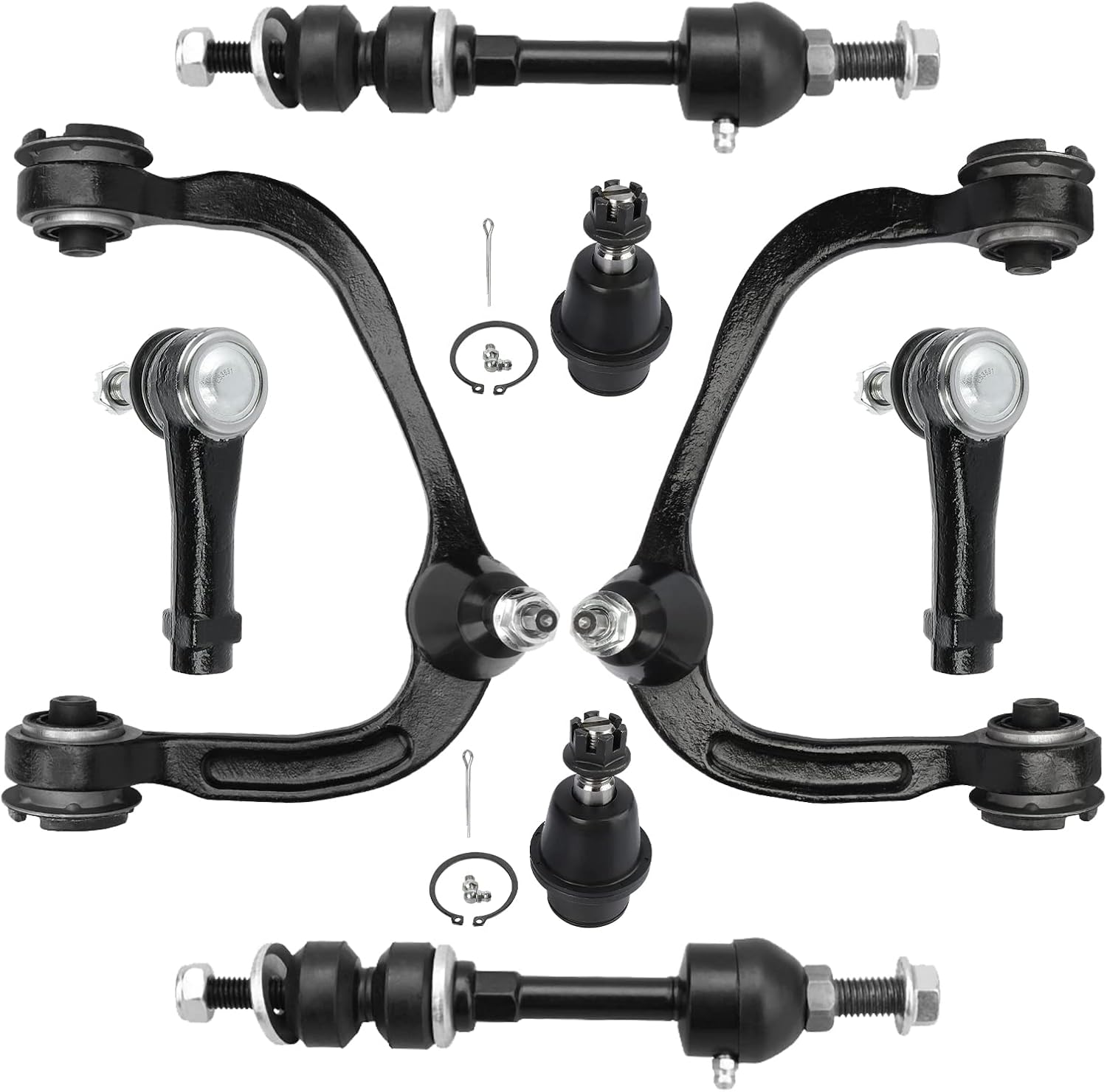 2WD Front Upper Control Arm kit for Ford F-150 2005-2008; for Lincoln Mark LT 2006-2008 w/Lower Ball Joints Sway Bar Links Outer Tie Rod Ends