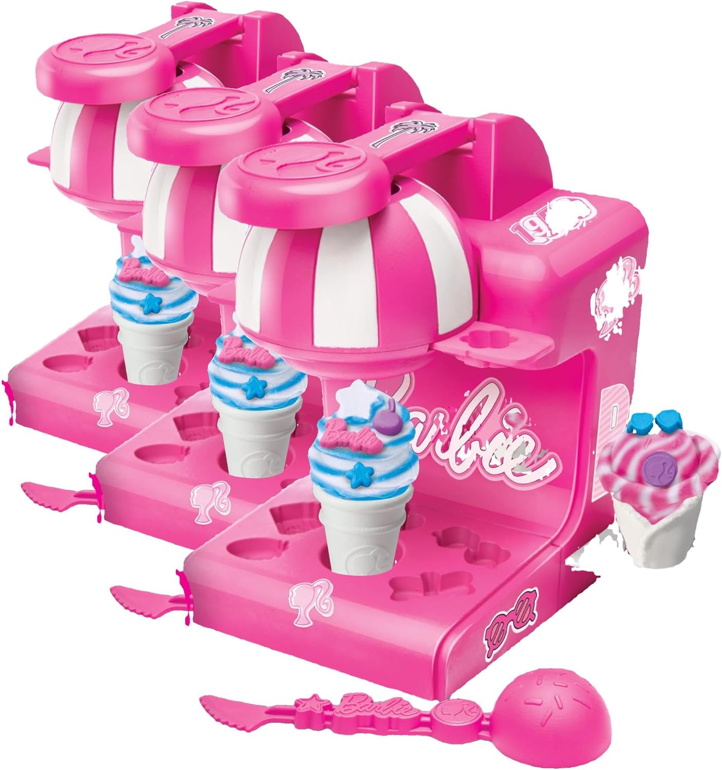 Barbie Softee Dough Ice Cream Playset with Ice Cream Maker, 4 Colors Modeling Compound, Press & Mold Mini Treats, Ages 3 and Up (Pack of 3)
