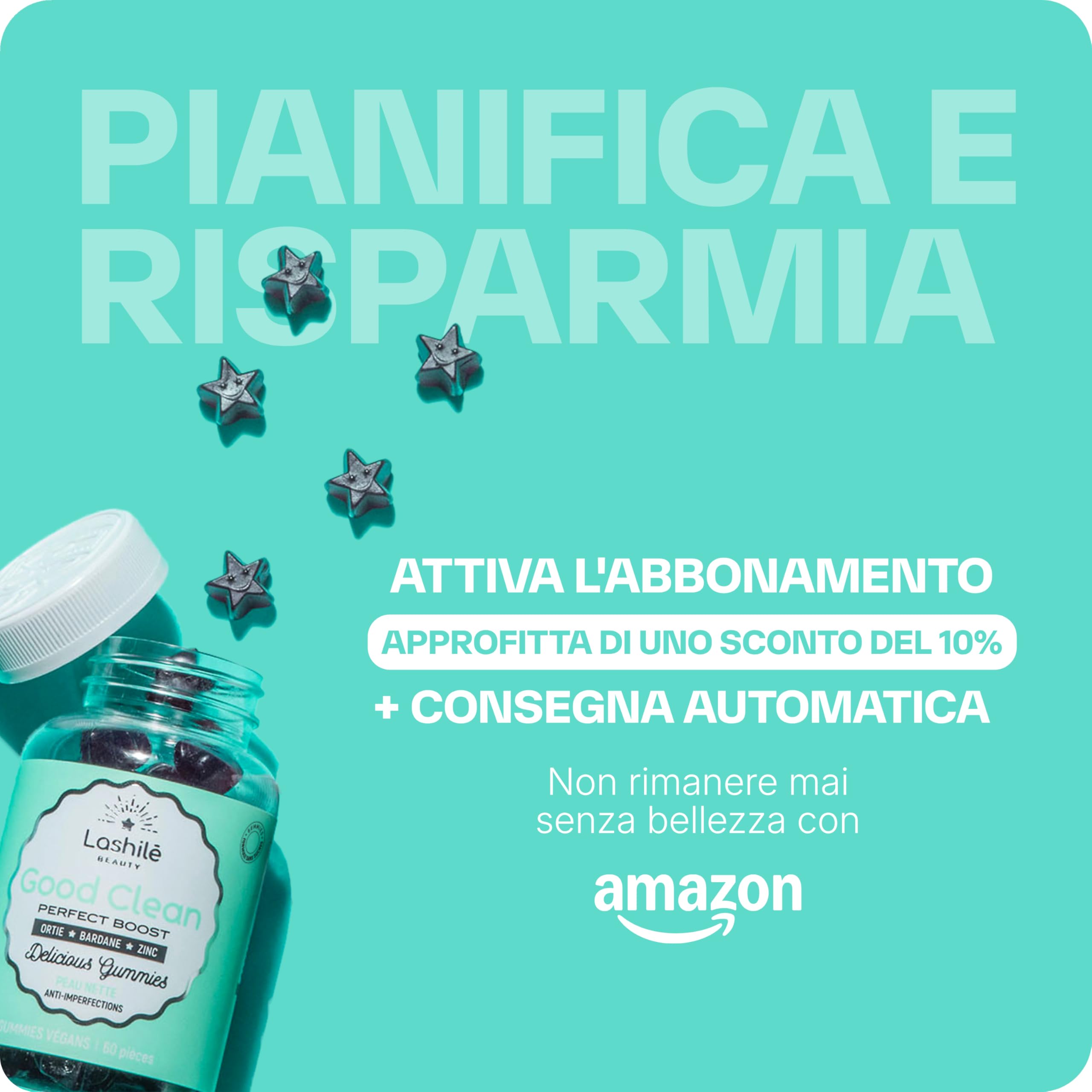 Lashilé Beauty - Integratore alimentare Anti-Acne - Pelle Netta e Anti-Imperfezioni - Regola il Sebo e Purifica - Good Clean Vitamine - Made in France - Bardana Ortica Zinco - Cura 2 Mesi 120 Gummies