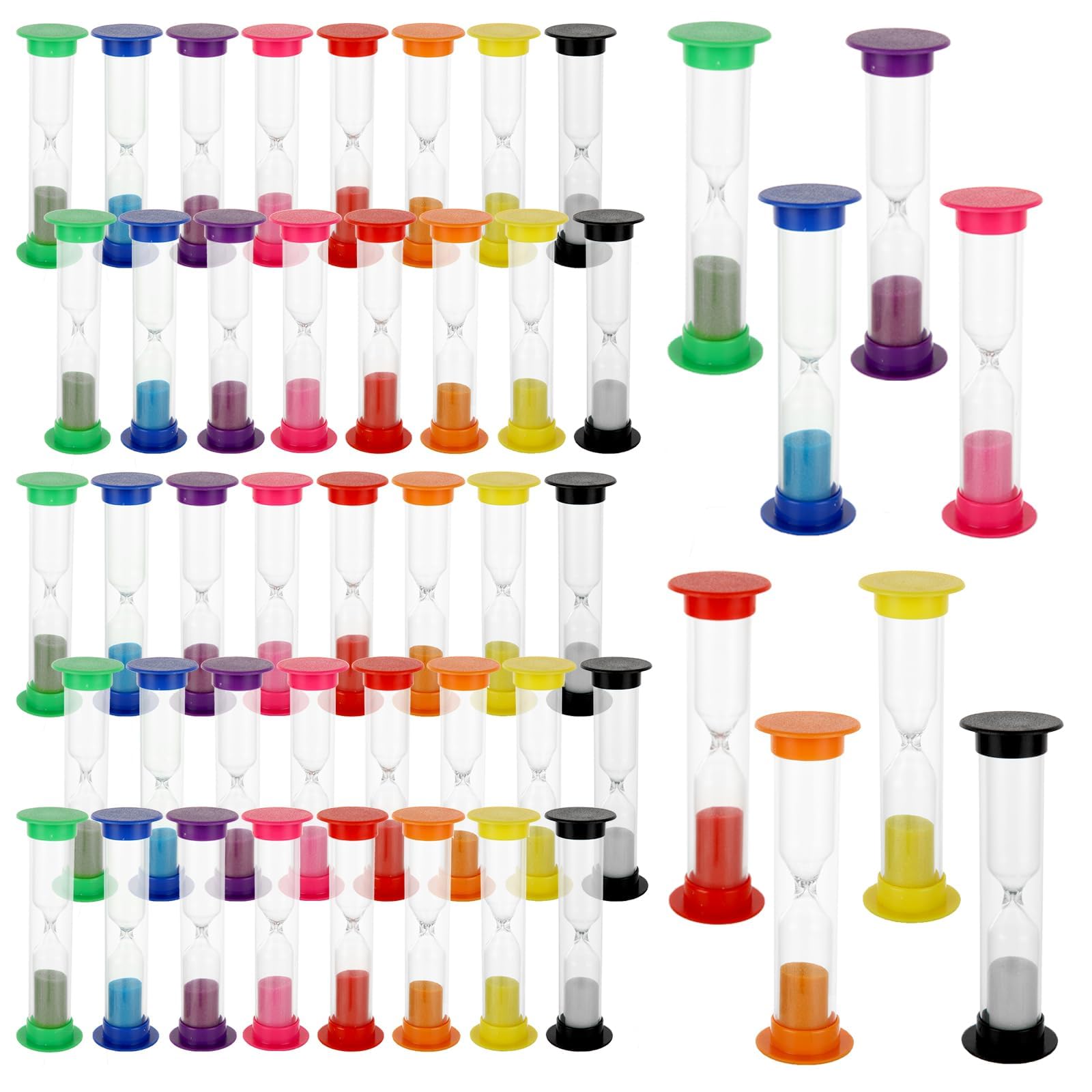WOPPLXY 48 timer a sabbia da 2 minuti, orologio colorato a clessidra, timer a clessidra in plastica, piccole ore di orologio in plastica per l'apprendimento in classe