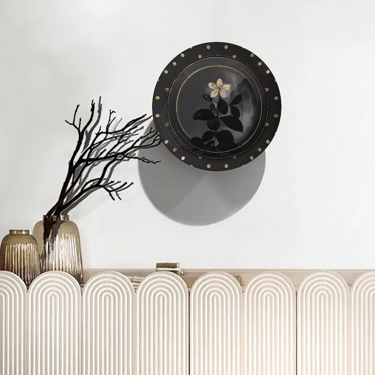 Decorative Ceramic Hanging Decorative Plate Shadowy Art Deco Gardenia Microwave & Dishwasher Safe Ceramic Ornament for Dining Table Setting, Wedding Reception Decorations, Christmas Tablescape 6 inch