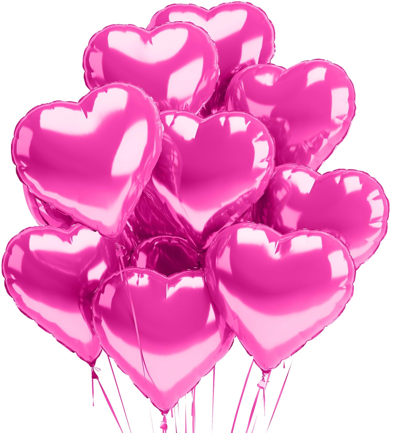 Hot Pink Heart Balloons 12 Pack Mylar Fuchsia Heart Shaped Balloon Decorations