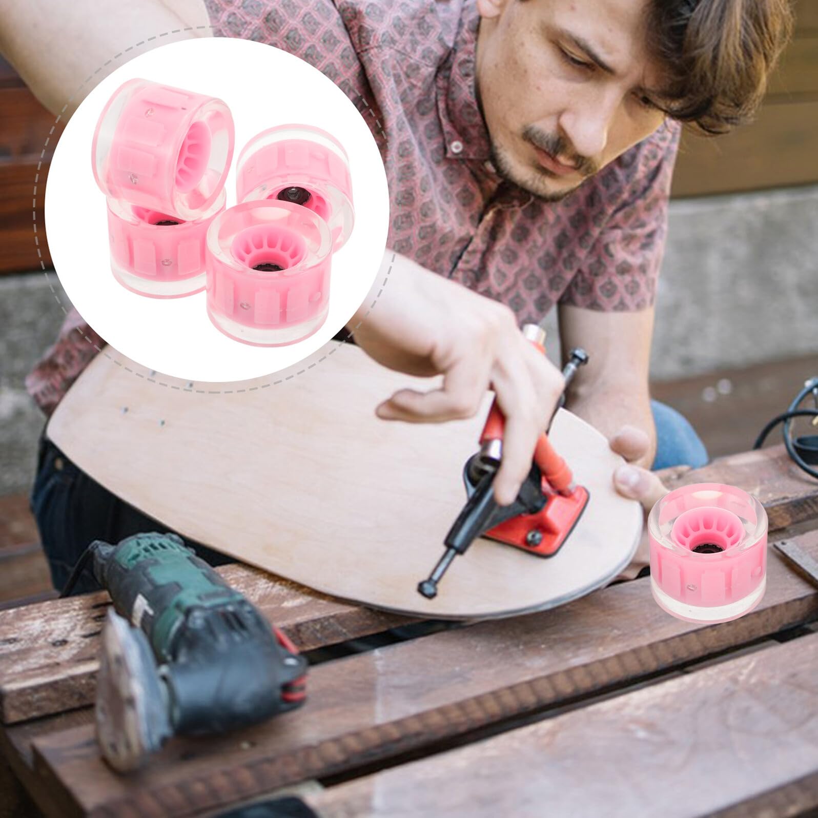 Ruedas de Patineta de PU Rosa 4 Piezas para Calle y Cruiser