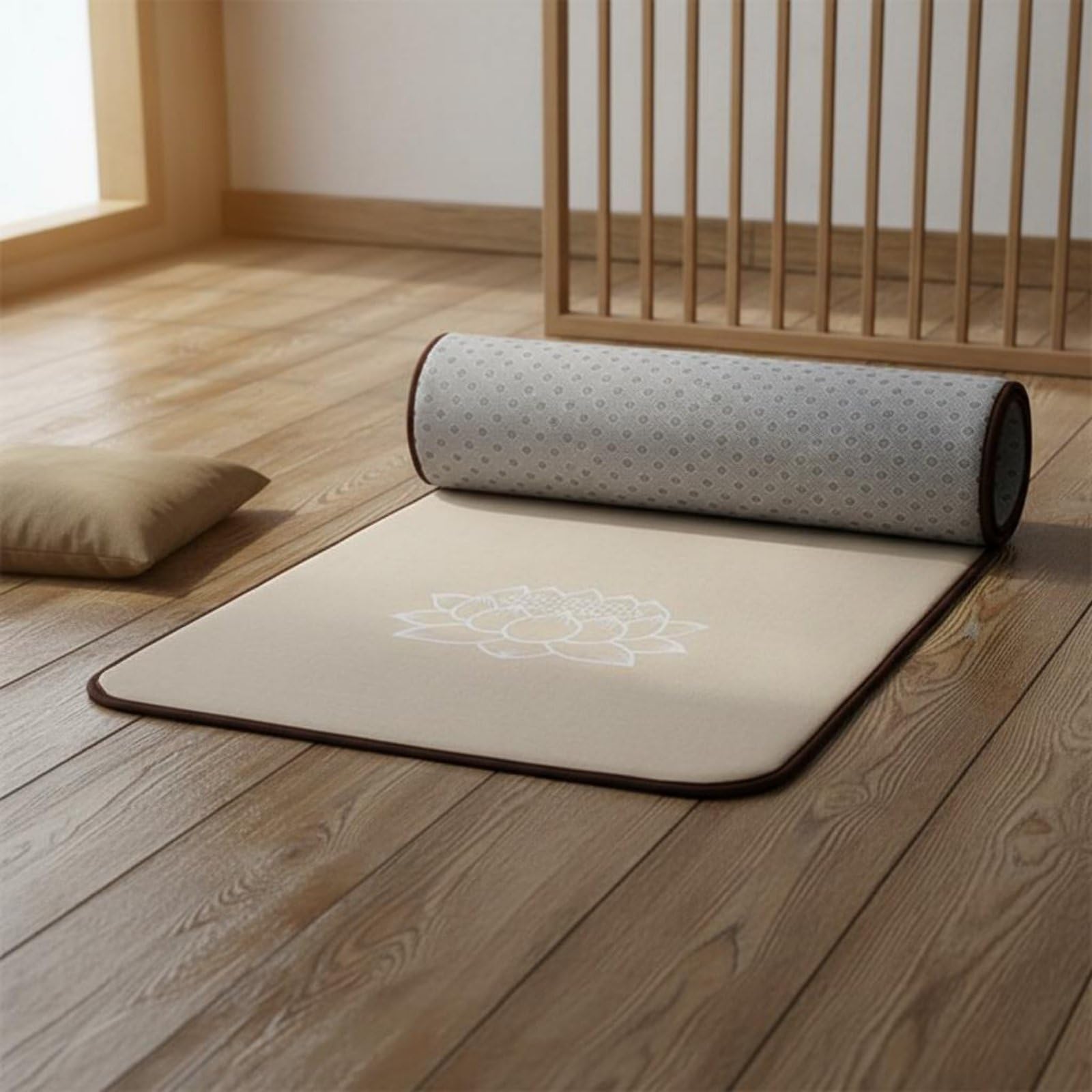 Cuscino da Preghiera in Lino Tappetino Meditazione Tappeto Devozione Cuscino Prostrazione con Nucleo Spugnoso Ammortizzante E Base Antiscivolo Adatto, Lino, 70 250cm