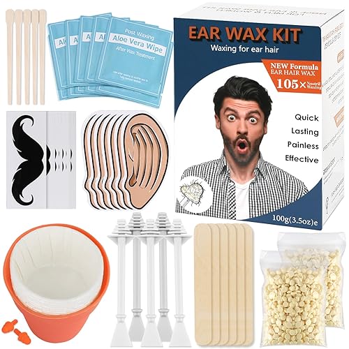 Miniatura 64 de Kit de cera nasal de CoFashion - 1.76 oz de cera para depilación, 20 aplicadores (hasta 20 usos), 10 vasos de papel para depilación de nariz y orejas