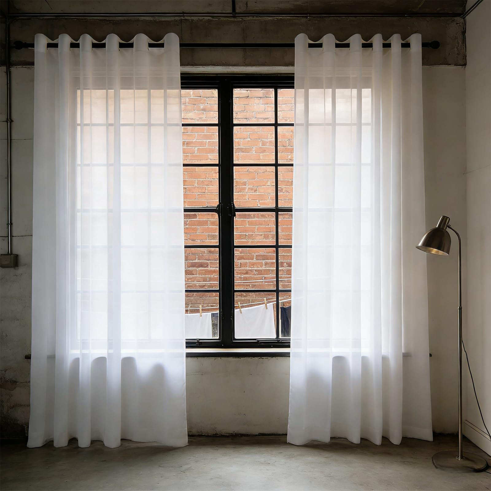 Rideau voilage moderne blanc 255 x 106 cm idéal pour une chambre lumineuse et épurée