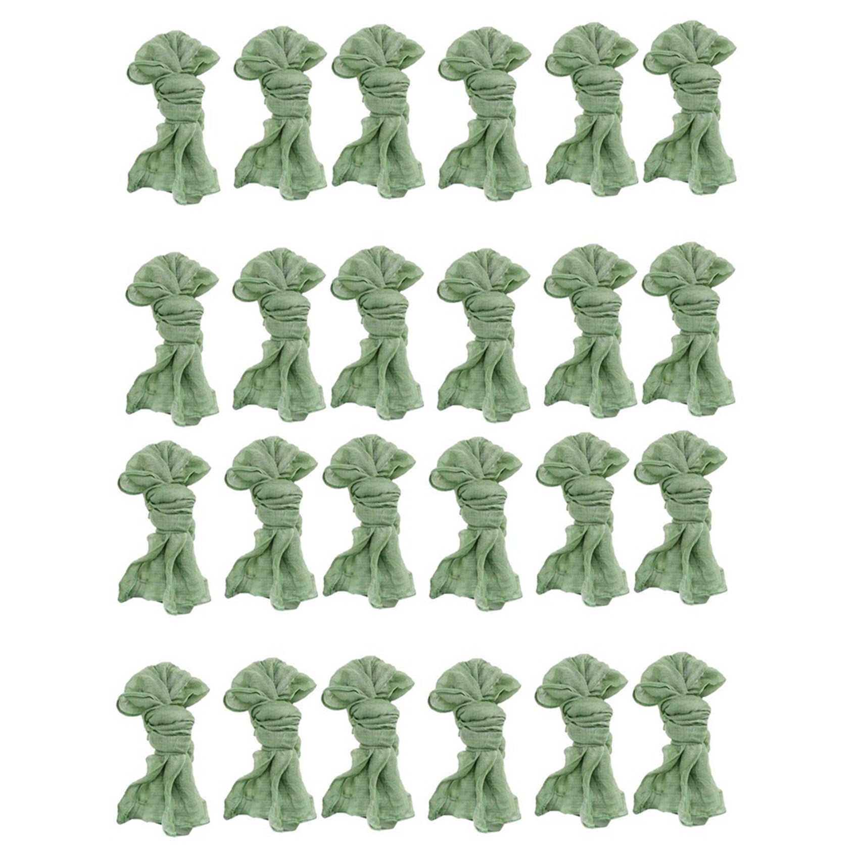 Hndhbfgrt Gauze Cheesecloth Napkins Wrinkled Dinner Napkins Table Napkins Decorative Cloth Napkins (Green, 24 Packs)