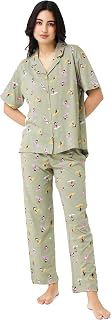 I like me Night Suit for Womens Surfing Printed Cotton Drop Shoulder Shirt and Pajama Set 9401 Price In India