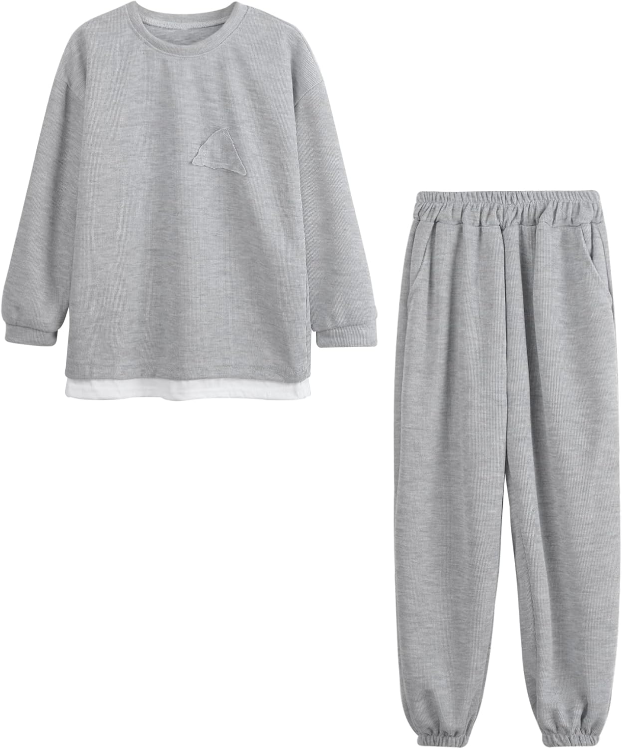 Kaerm Kids Boys Girls Two Piece Casual Athletic Tracksuit Crew Neck Long Sleeve Sweatshirt Jogging Pants Trousers Set