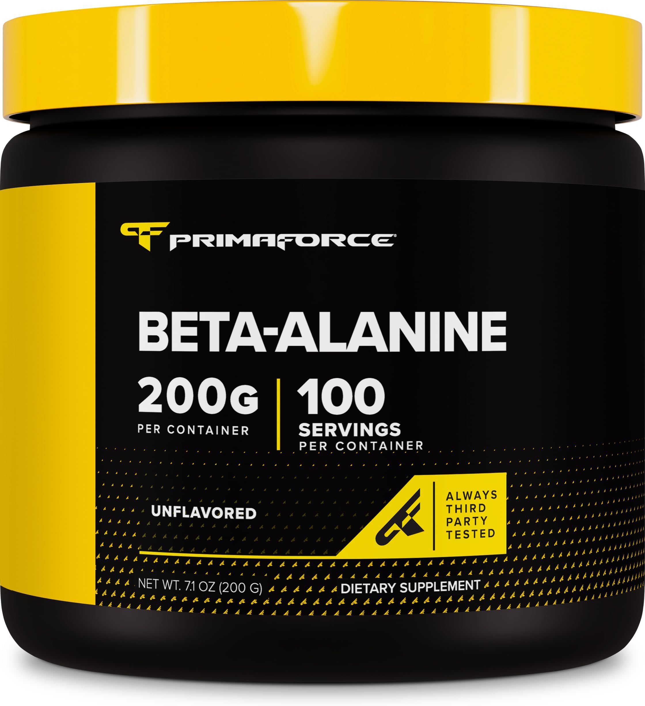 Primaforce Beta Alanine Powder, Unflavored, 200 Grams - Gluten Free, Non-GMO Supplement for Men and Women - Supports Lean Muscle Gain and Aids Recovery