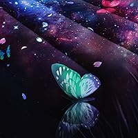 Vista 103 de Black Blue Butterfly Comforter Set for Girls Women,Boho Butterfly Sun and Moon Mandala Printed Bedding Set with 2 Pillowcases(Black Blue Twin)