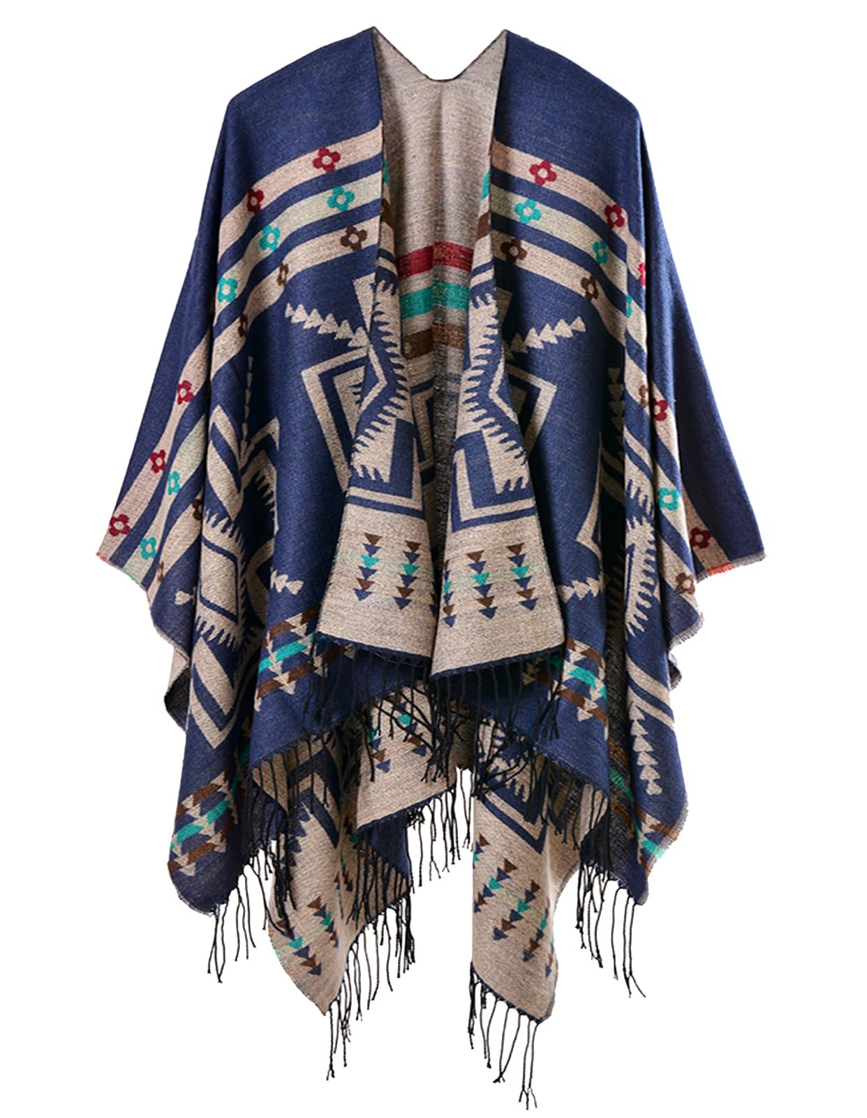 Women's Shawl Wraps Open Front Poncho Cape Oversized Sweaters Casual Cardigan Shawls for Fall Winter