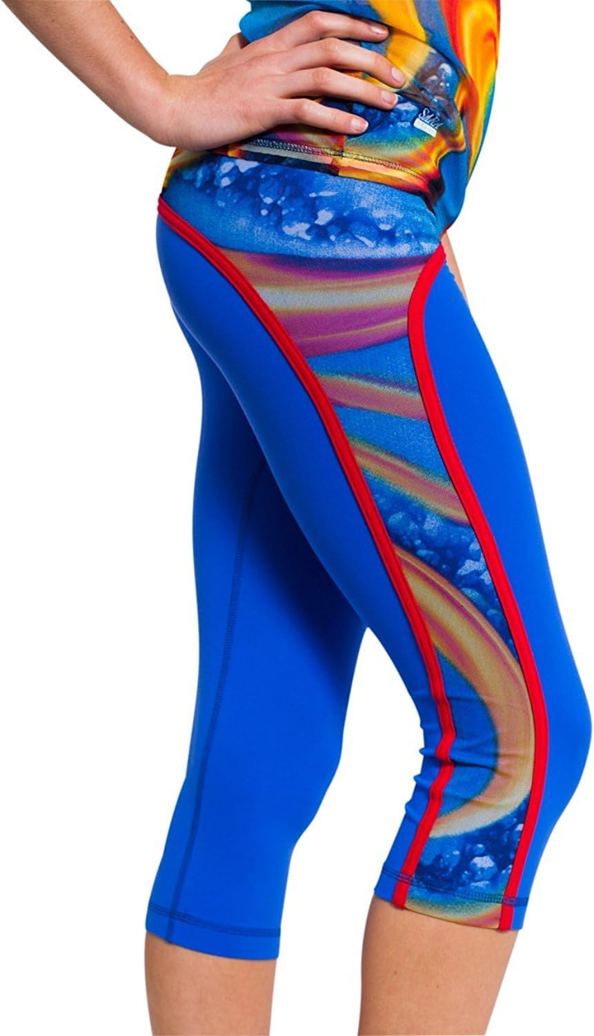 Sara Crave Women's Fitness Clothing, Stylish Blue Tights Supplex Gym Clothes