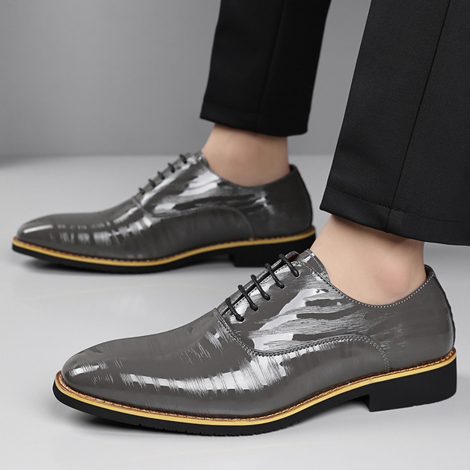Scarpe Oxford da Uomo in Pelle Scarpe Eleganti con Lacci Punta