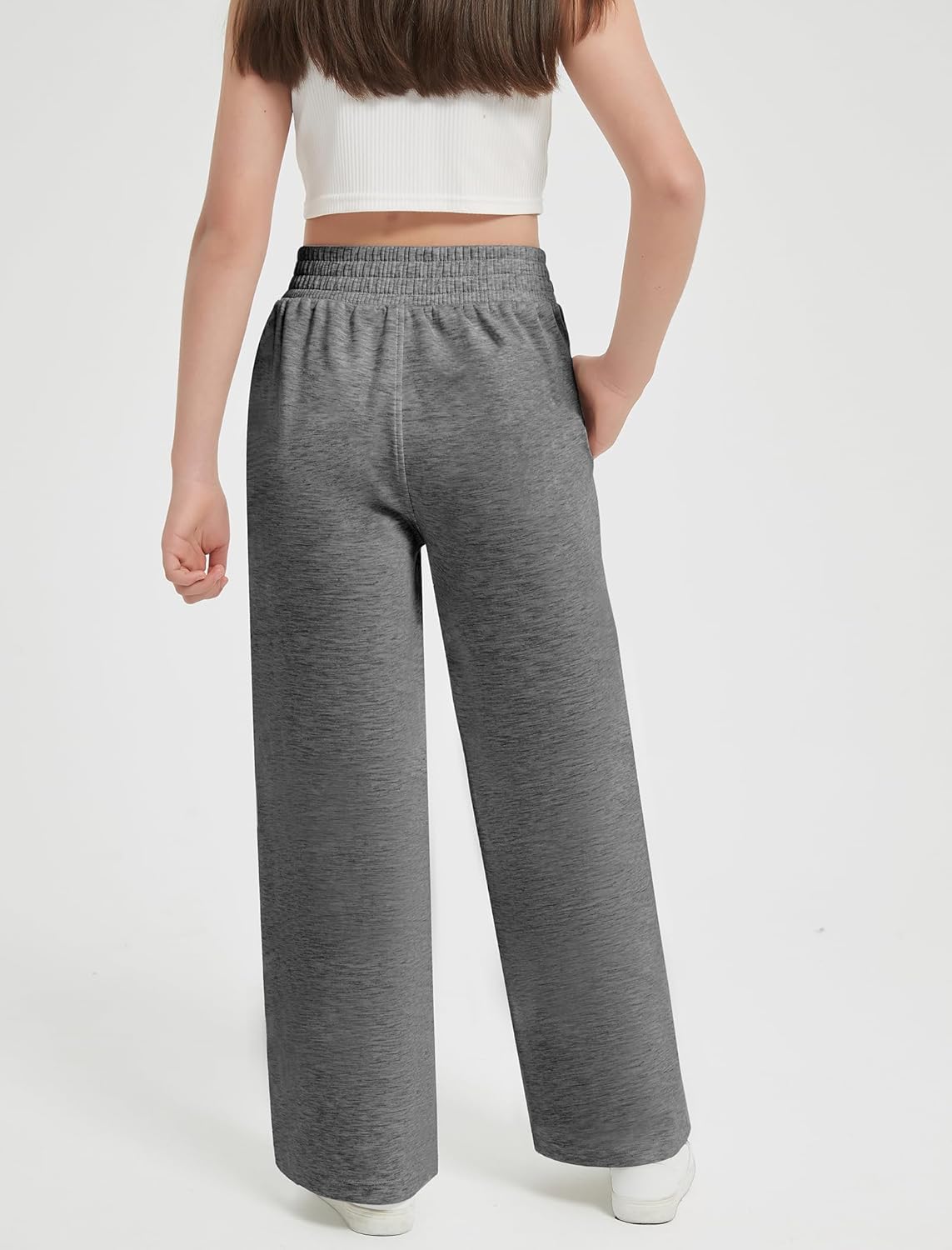 EXARUS Girls Sweatpants Wide Leg Baggy Teen Sweat Pants Cargo/Side Striped/Crossover V Waist Casual with Pockets 6-14Y - Image 5