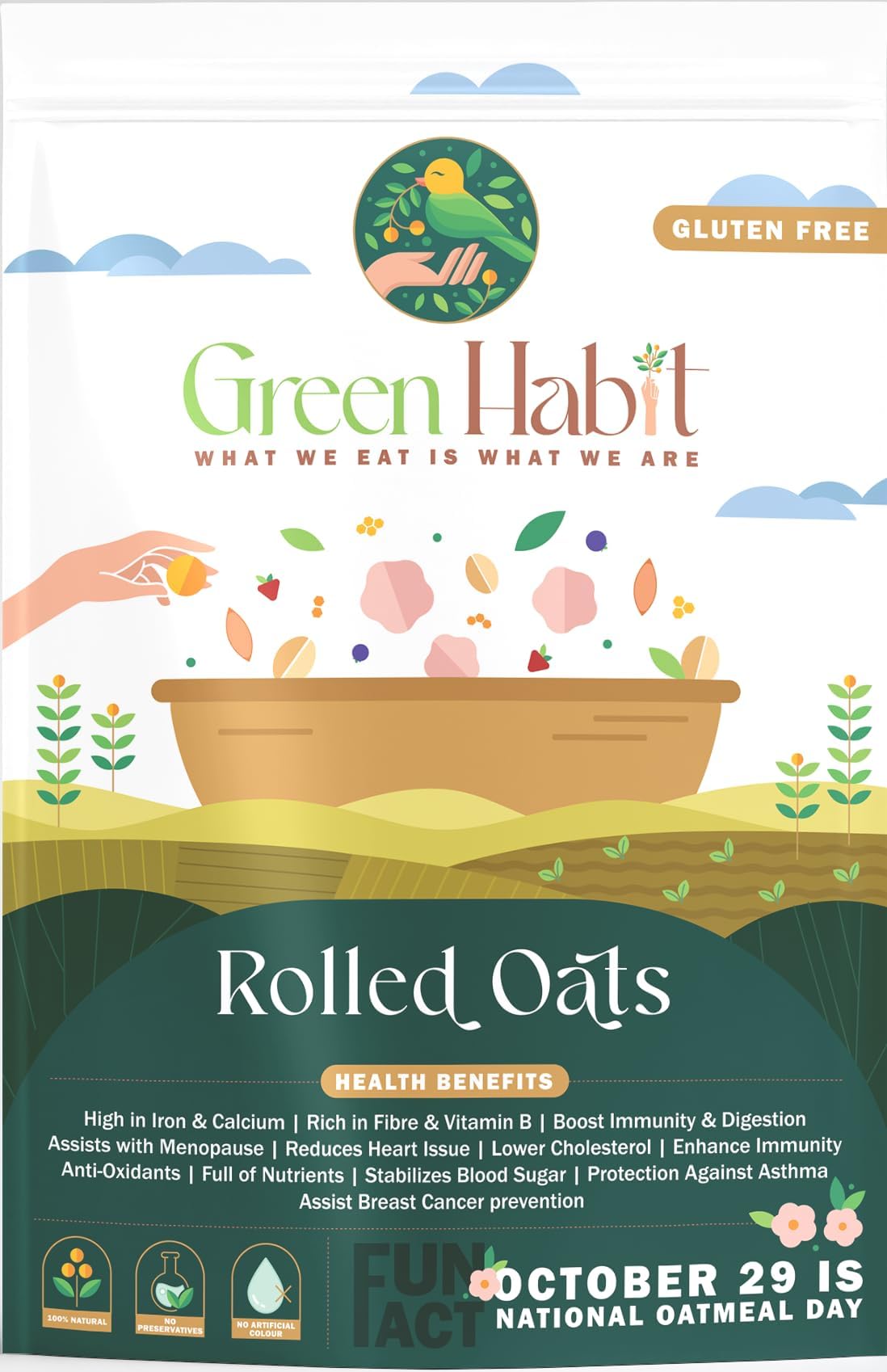Greenhabit Gluten free rolled oats (900 gm)