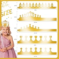 Vista 6 de Coronas de papel doradas, coronas de rey de cumpleaños de bricolaje para decorar, coronas de papel de príncipe y princesa para la clase escolar