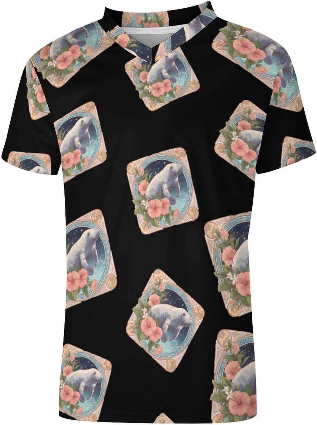 Manatees Hibiscus Flower Soccer Jersey Football Shirt Athletic Sports T-Shirt Personalized for Men Women
