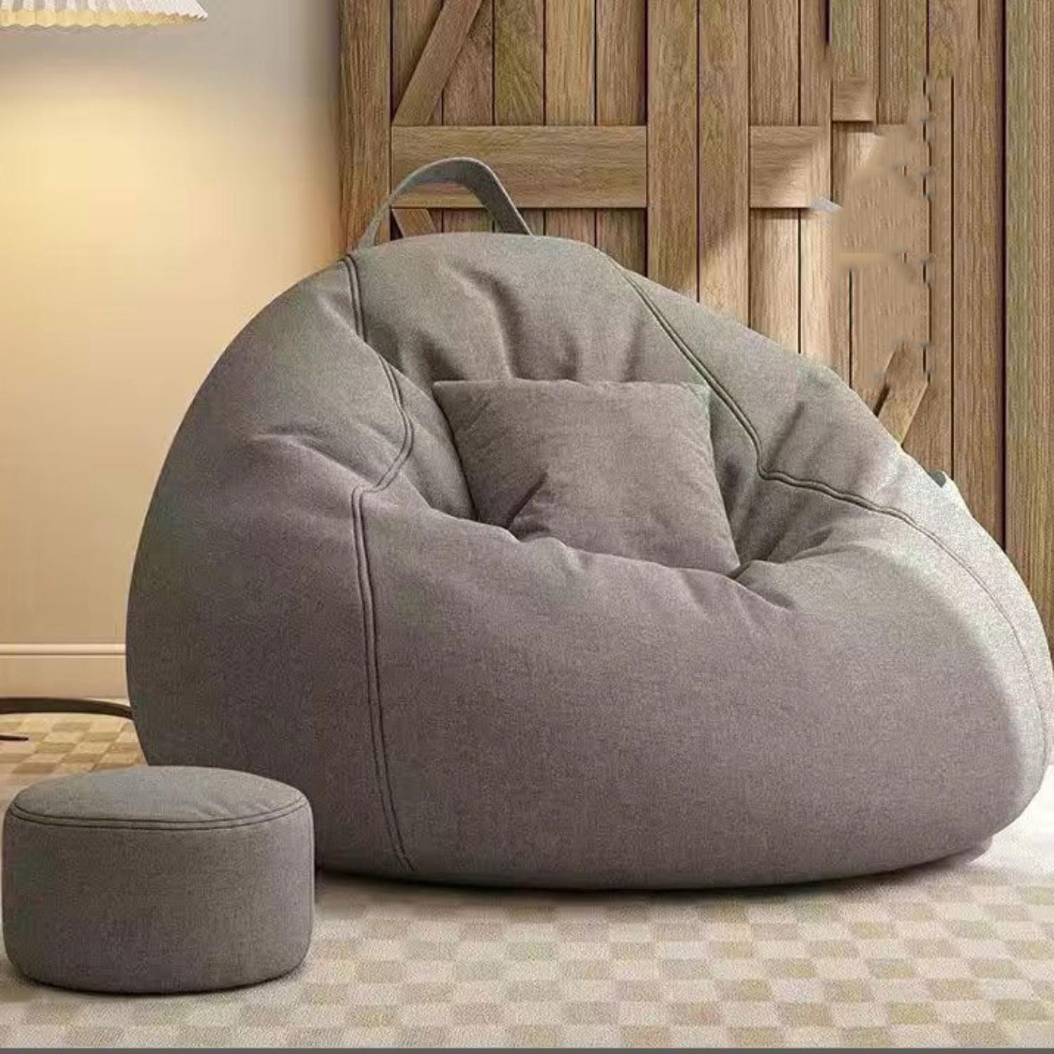 Puff Salón de Lino con Reposapies Puff Pera con Relleno de Espuma Incluido, Óptimo Apoyo para la Espalda Bean Bag Sofa Puff GiganteSofa Puf Gigante Moderno para Adultos o Decoracion Habitacion Juven