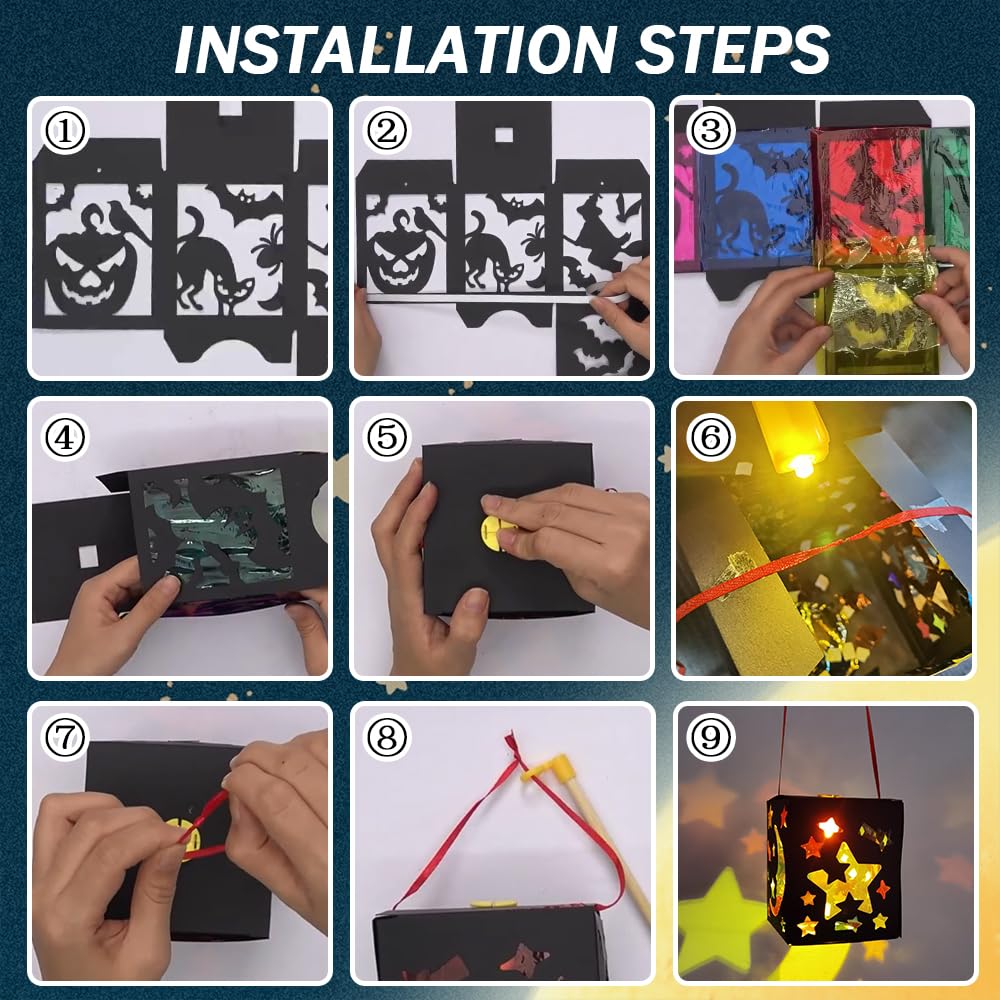 Needcraft Laternen-Bastelset (4er Pack) Mit LED-Teelichtern – DIY-Deko Für Halloween & Weihnachten