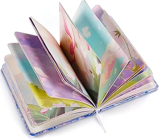 OMEYA Leather Beautiful Journal Notebook, Blank Colorful Notebooks for Women Girls Gift, Hardcover Art Sketchbook Personal Diary Writing Journal, Thick Pages-Butterfly Sea