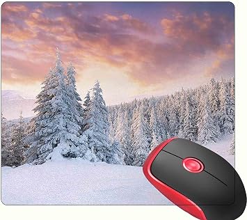 Mouse Pad Square Winter Landscape Snowy Fields Frozen, Non-Slip Rubber Base Mousepad Cute Mousemat for Laptop Computer PC Office Home