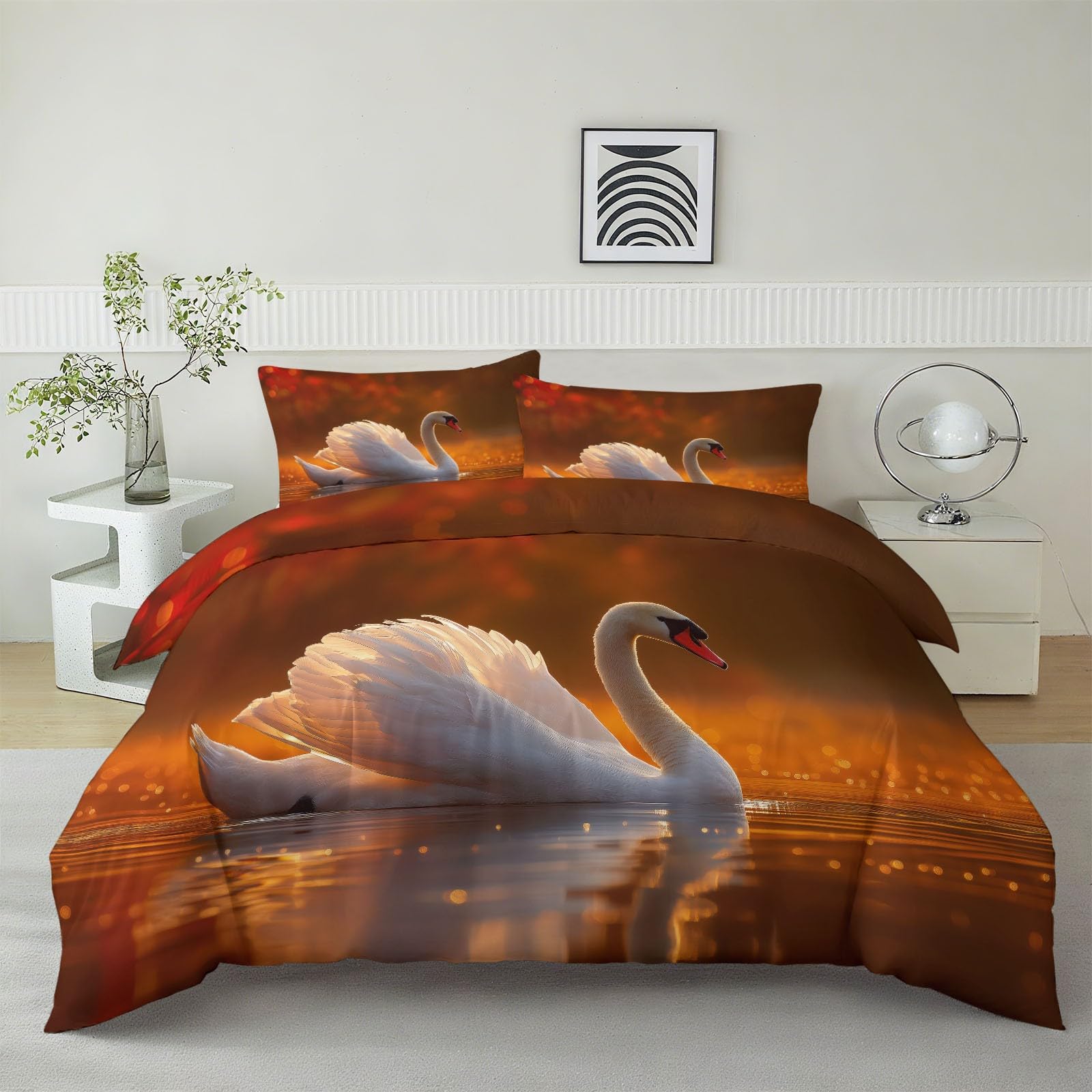 Generisch 3-częściowy komplet pościeli 135 x 200 cm, z mikrofibry, miękka, oddychająca, przyjazna dla skóry, hipoalergiczna, z 2 poszewkami na poduszkę 80 x 80 cm, kolor brązowy