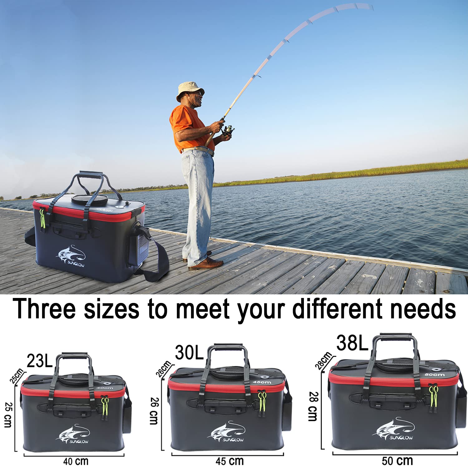 Seau de pêche, seau à poisson pliable, seau à poisson vivant multifonction, sac de pêche en EVA pour camping en plein air et seau de protection des poissons