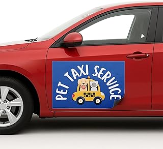 Pet Taxi Service Car Magnet Sign by DC | Flexible Car Magnetic Sheets with Adhesive Backing | 12"x18" Bumper Magnet Sticker for Vehicles, Trucks & Business Advertising Signs | 2 PC | Made in USA