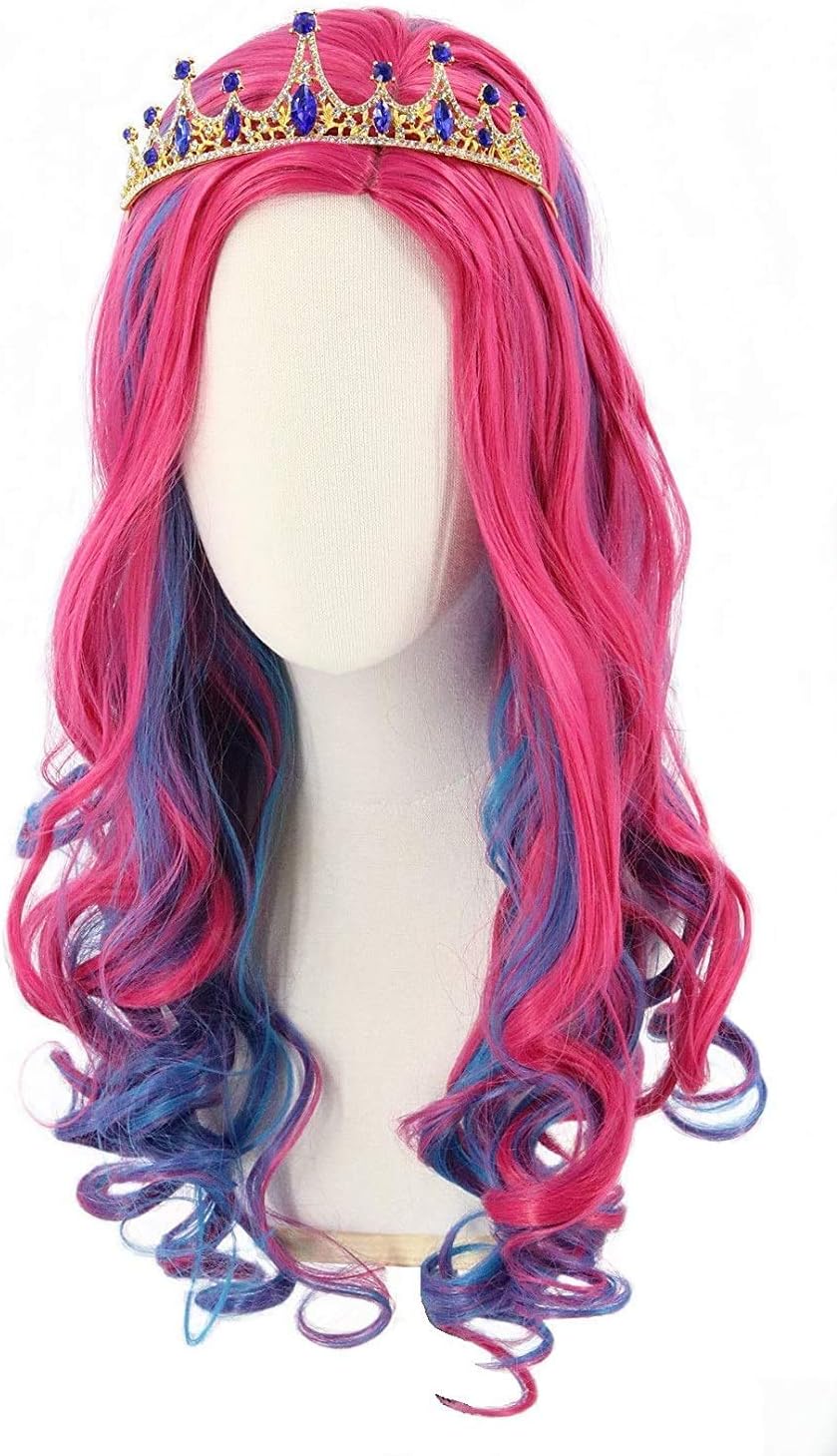 Purple Mixed Blue Wigs for Kids Girls Mal wig Halloween Costume Cosplay Wig main image 1