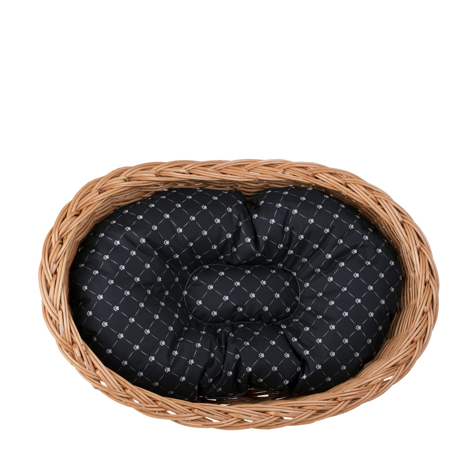 e-wicker24 Alles aus Weide Cesta para perros de mimbre en color natural, cesta de mimbre para gatos, cama para mascotas con cojín