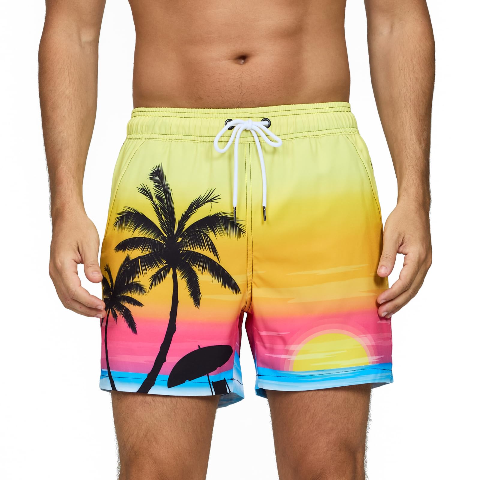 Vorvowry Badehose Herren Badehosen Schnelltrocknend Schwimmhose Atmungsaktiv Badeshorts mit Meshfutter und Versteckte Reißverschlusstasche Bademode Männer Boardshorts