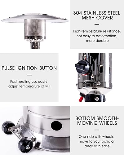 Miniatura 6 de LEGACY HEATING Delta X3 - Calentador de propano para exteriores, calentador de patio de propano para exteriores con ruedas, 47,000 BTU calentador de