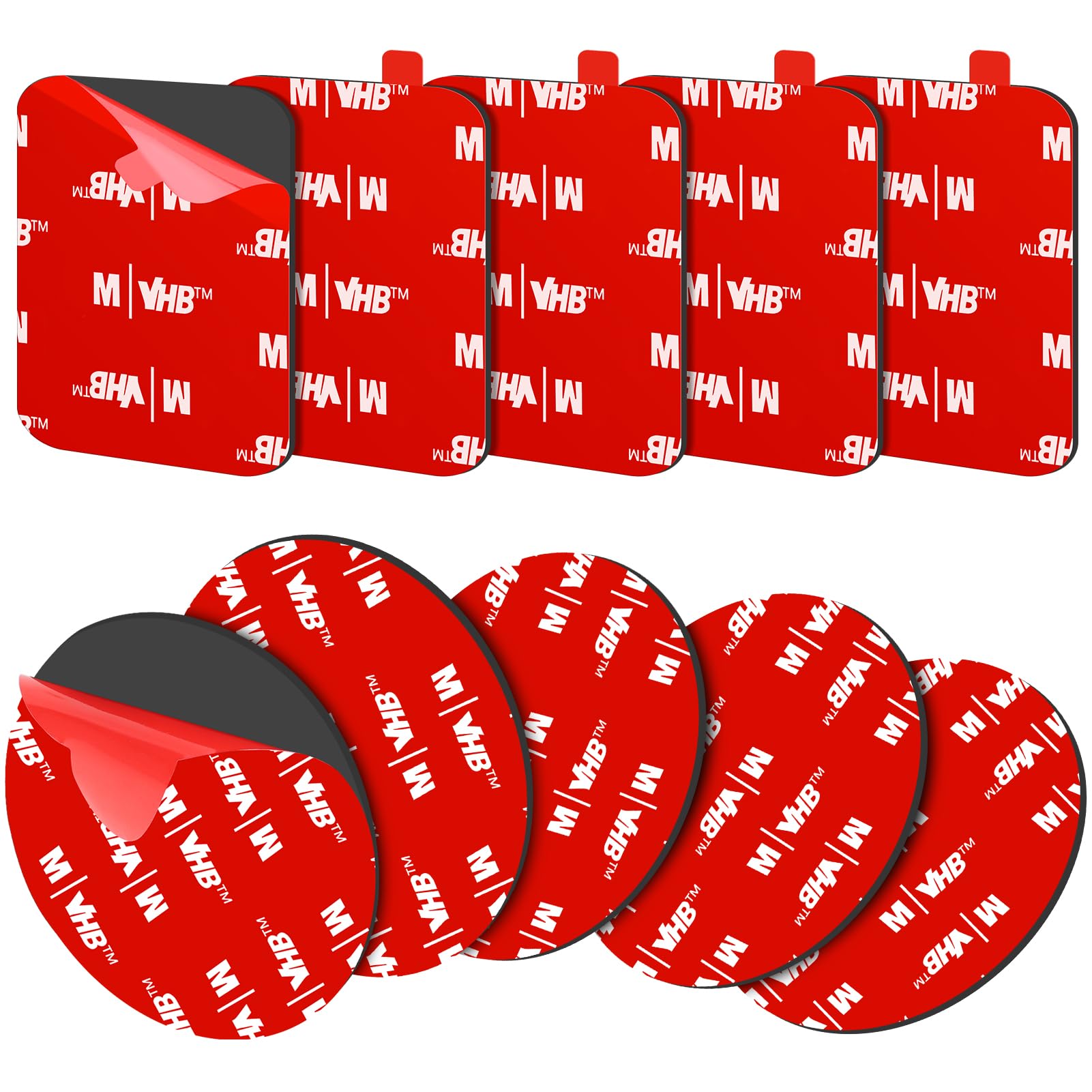 FIXCHORD Doppelseitiges Klebepads Extra Stark, 10St Doppelseitiges Klebeband, Klebepads Doppelseitig, Montageband, Wasser & Temperaturbeständig für Autos, Häusern und Büros, Action-Kameras 70mm+50mm