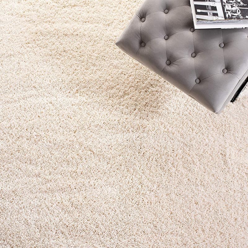 Rentoor_Carpet Soft Modern Shaggy Round Carpet for Living Room, Round Carpet Comfy for Bedroom, Home Decorate Floor Kids Playing Mat (Ivory 5x5 Feet) 2