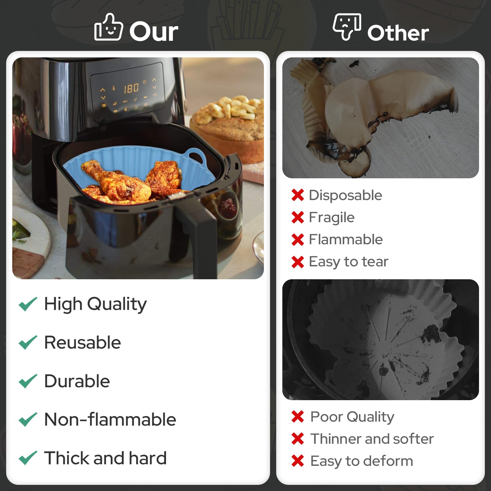 Alyvisun Air Fryer Silicone Liners - Image 2