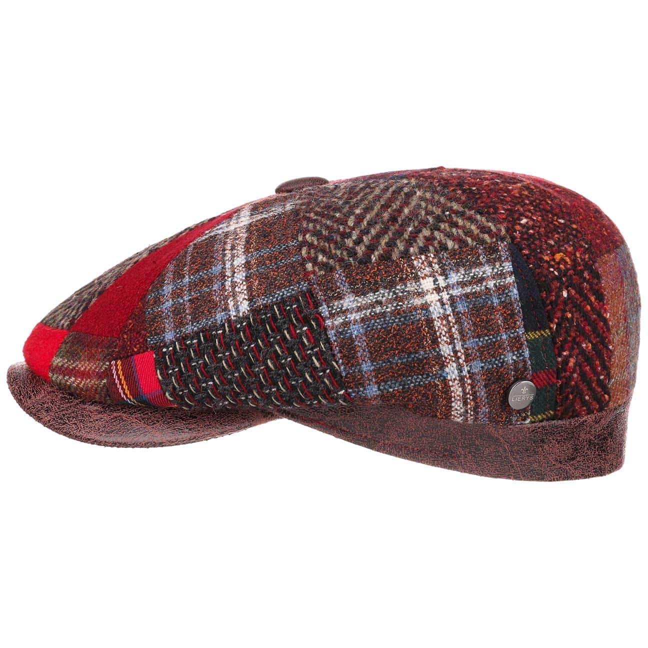 LierysCarlento Patchwork Men's Cap – Made in Italy Wool with Visor, Lining, Autumn-Winter Lining