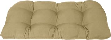 Cushion Source 46" x 20" x 4" Sunbrella Tufted Bench or Glider Cushion with Rounded Back, Indoor/Outdoor Seat Pad, Sunbrella Canvas Heather Beige