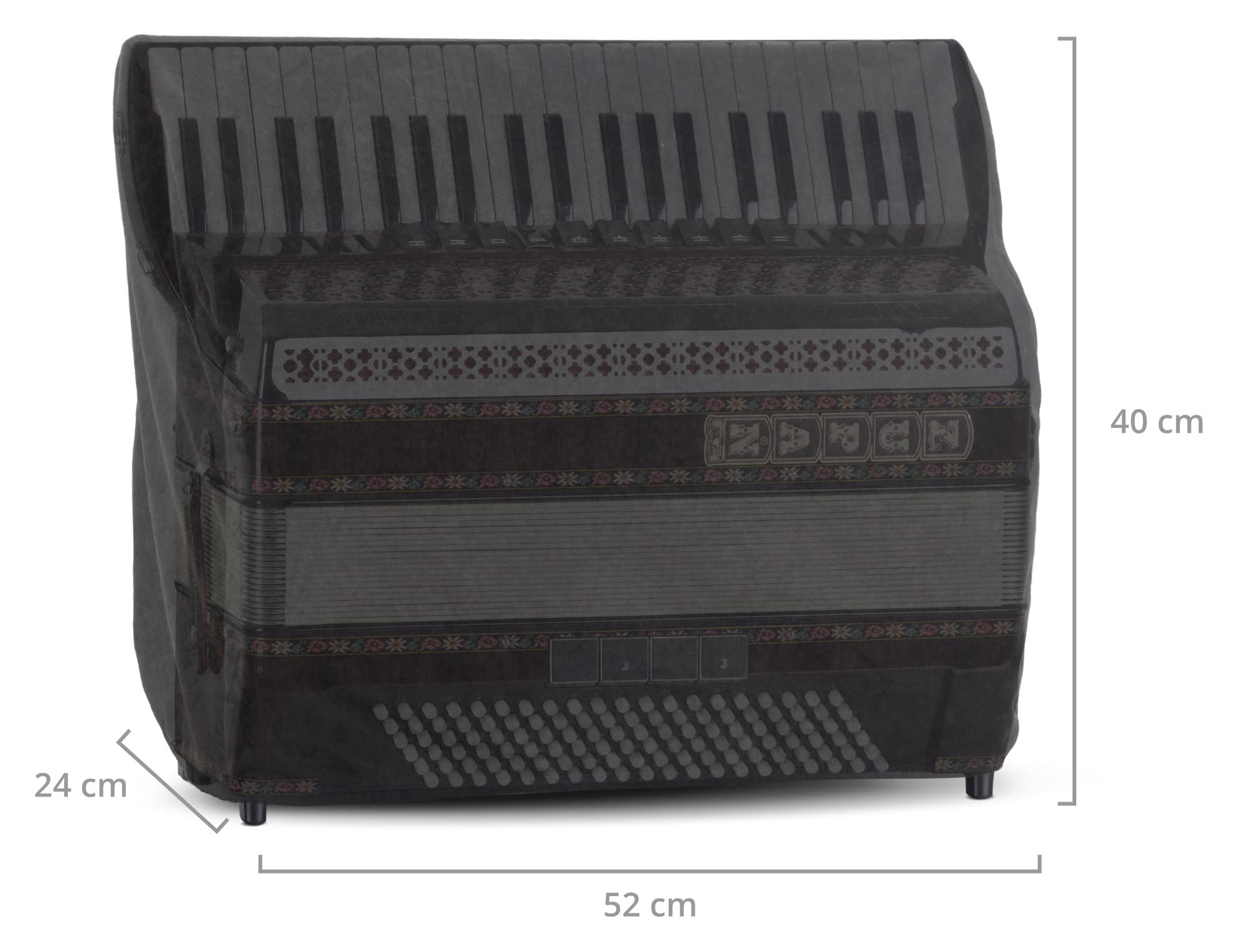 Housse Alpenklang pour Accordéon Basse 120 Noir - Housse de Protection pour Accordéon - Compatible avec Accordéons à 120 Basses - Dimensions (LxPxH) : env. 52 x 24 x 40 cm - en velours - Noir