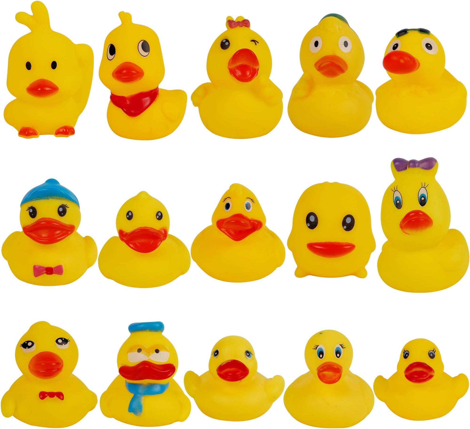 Set of 15 Duck Bath Toy Rubber Duckies, 2 Inches Bathtub Duck Set Squeak Rubber Floating Duck Baby Shower Bath Tub Pool Toys