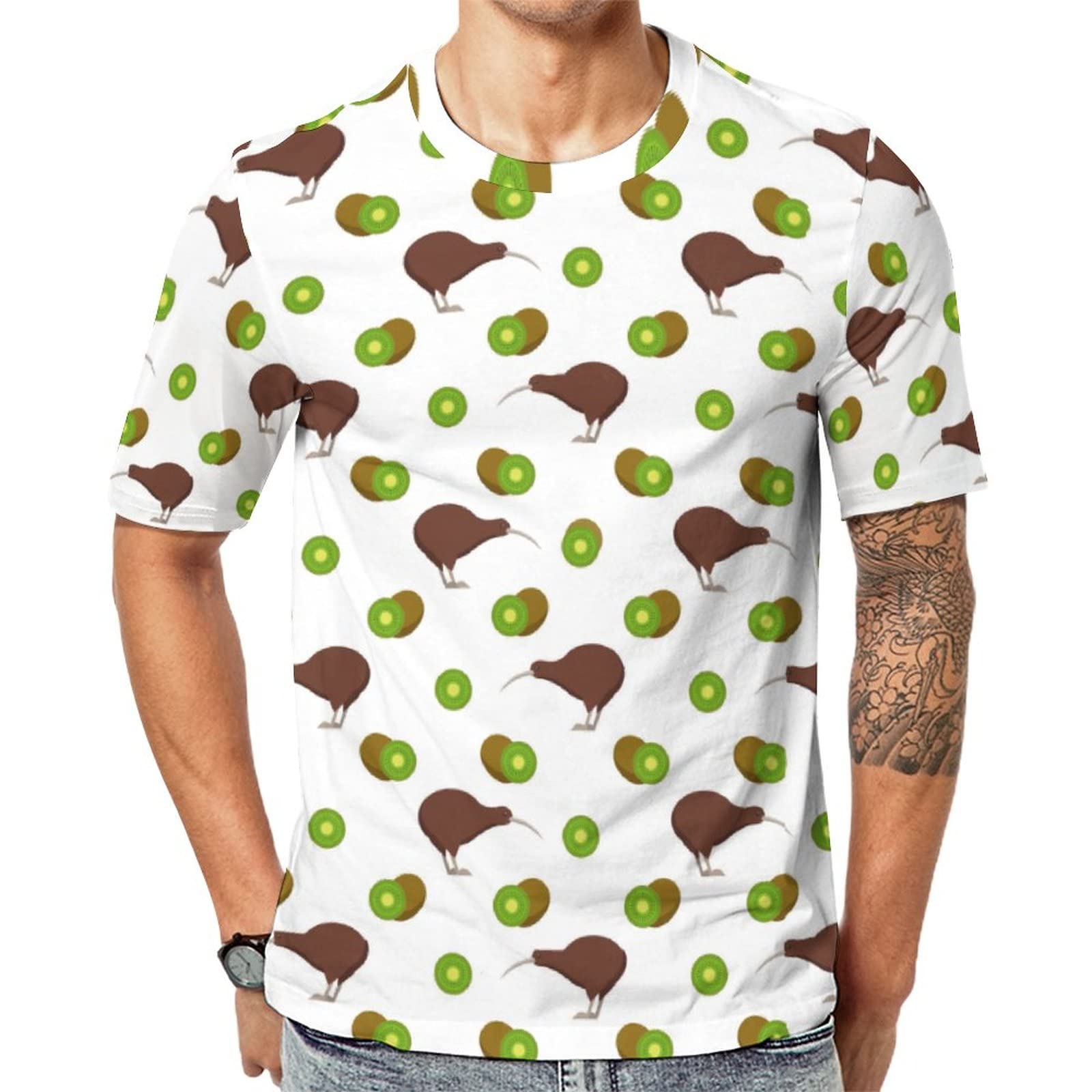 Amazon.co.jp: キウイ鳥とキウイ フルーツ メンズ Tシャツ半袖プリント 